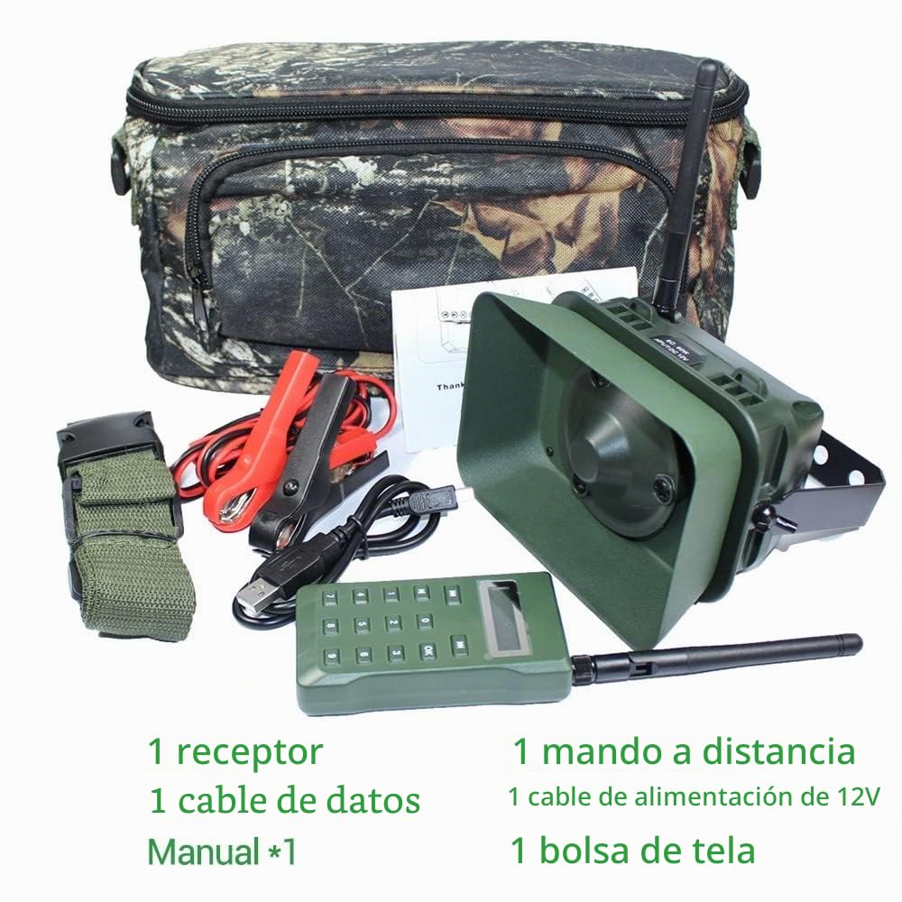 DONGKER Llamada electrónica del depredador, 60W MP3 electrónico del pájaro que llama impermeable con 323 llamadas de aves para los cazadores