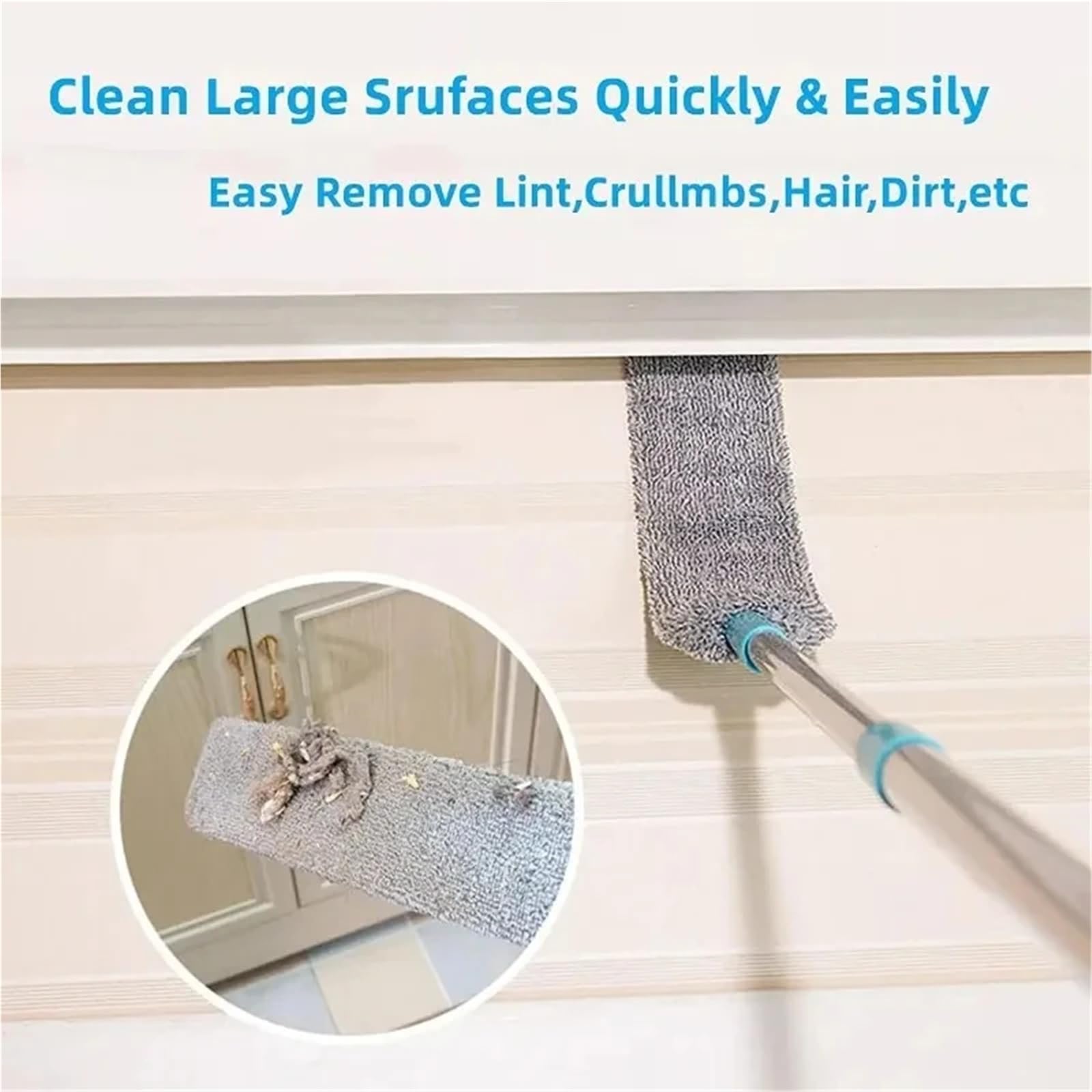 Plumero Fregona de Polvo Desmontable con Mango Largo, Limpiador Huecos for Suelo, Techo, Cama, Muebles, sofá, Herramienta Limpieza Integral Microfibra Flexible(220cm Mop4)