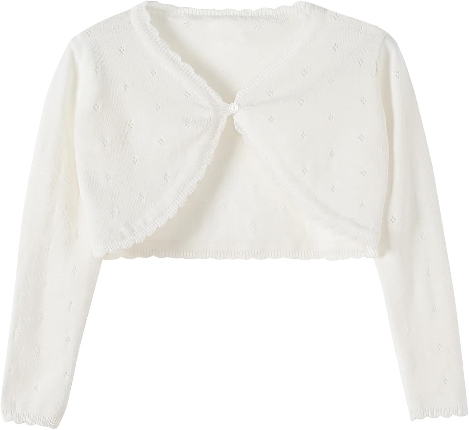 Girls Cardigan, Girls Bolero Shrug Sweater, Kids Knit Hollow Out Long Sleeve, Button Cover Up Cropped Tops