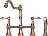 Akicon Two-Handles Bridge Kitchen Faucet with Side Sprayer (Antique Copper)