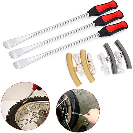 Amazon Sumnacon 3本 タイヤレバー 車 自転車 バイク タイヤ 交換 タイヤ脱着 タイヤ交換 工具 2個 4個リムプロテクター付け 37 ブラック レッド 並行輸入品 タイヤ修理ツールキット 車 バイク