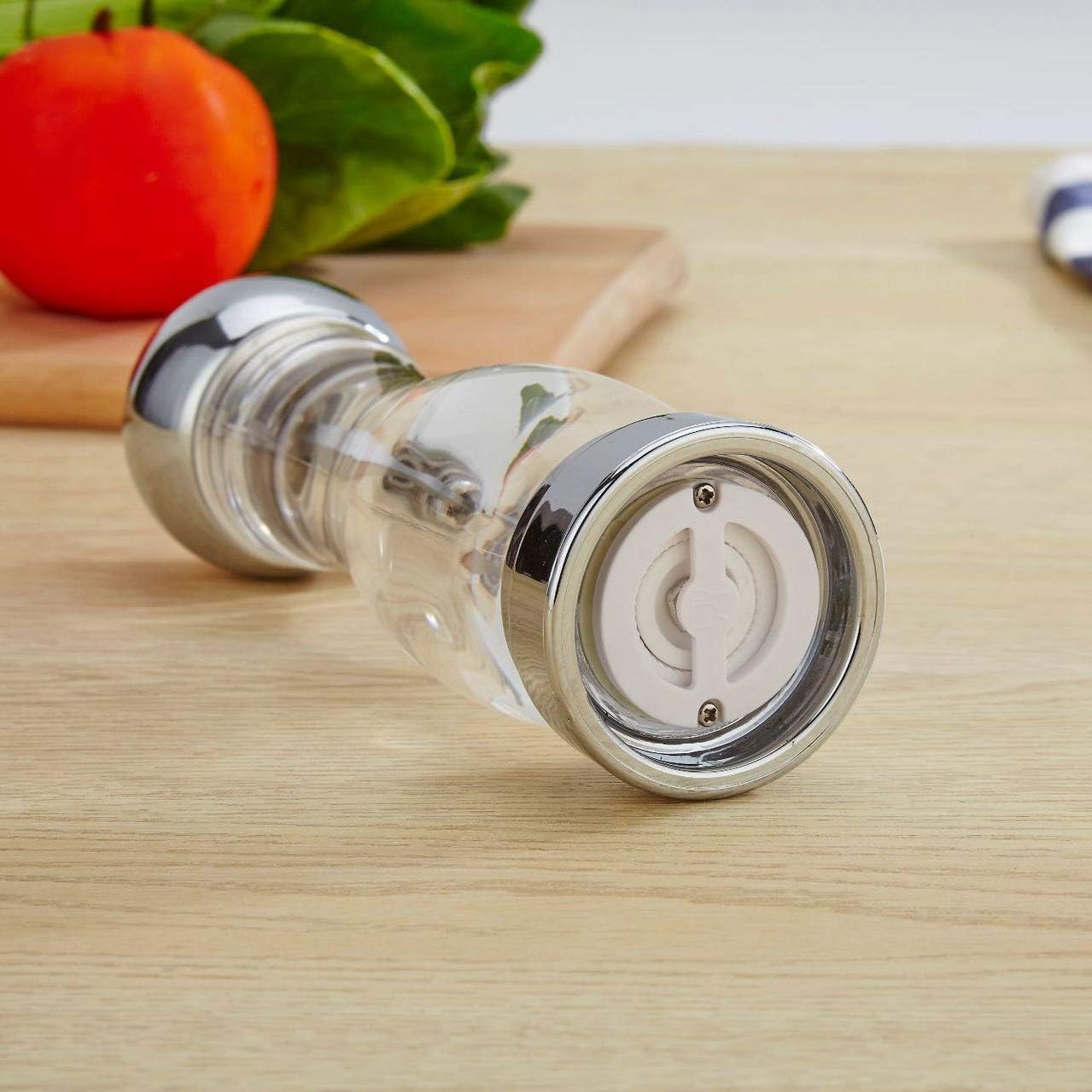 Spice Grinder, Manual Acrylic Salt and Pepper Grinder 2 Piece Set Easy to Use and Adjustable Salt and Pepper Grinder