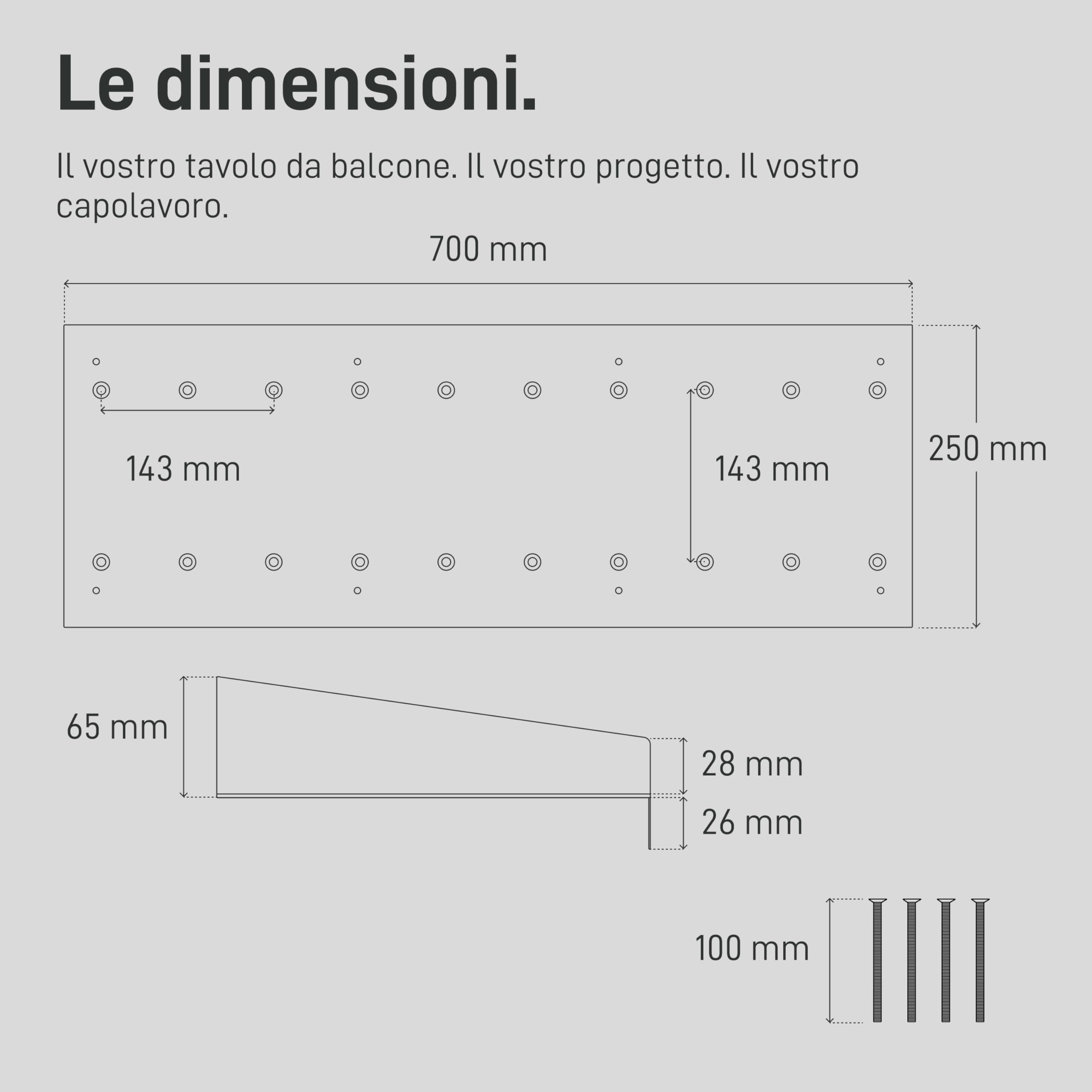 Natural Goods Berlin 1 tavolo da balcone – piccolo tavolo in metallo nero 70 cm – mobili per balcone sottile fioriera ringhiera