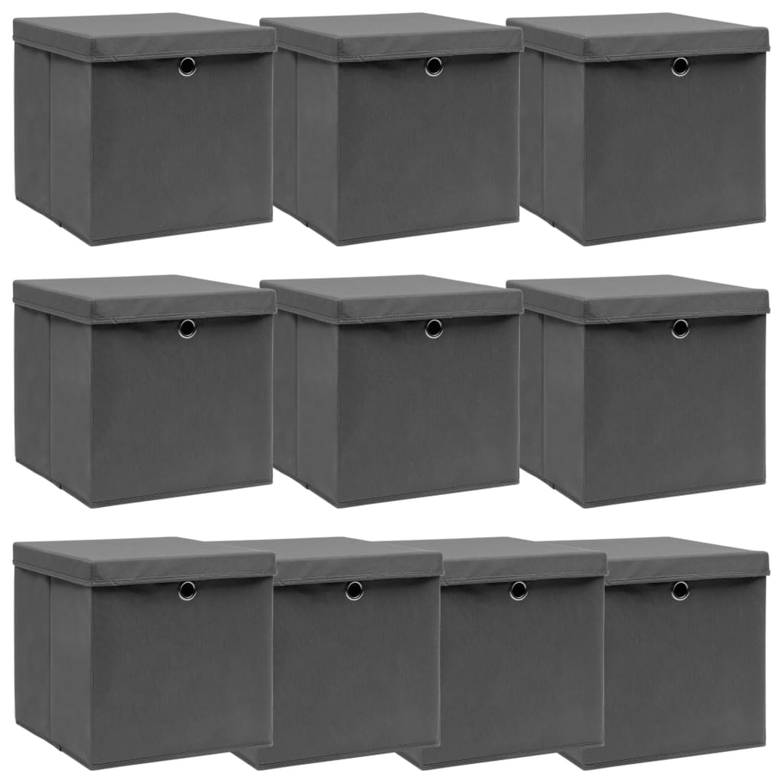 LAPOOH Aufbewahrungsboxen mit Deckel 10 STK Spielzeugkiste, Aufbewahrungskiste, Kleideraufbewahrung, Kleideraufbewahrung & Organisation, Grau 32×32×32 cm Stoff