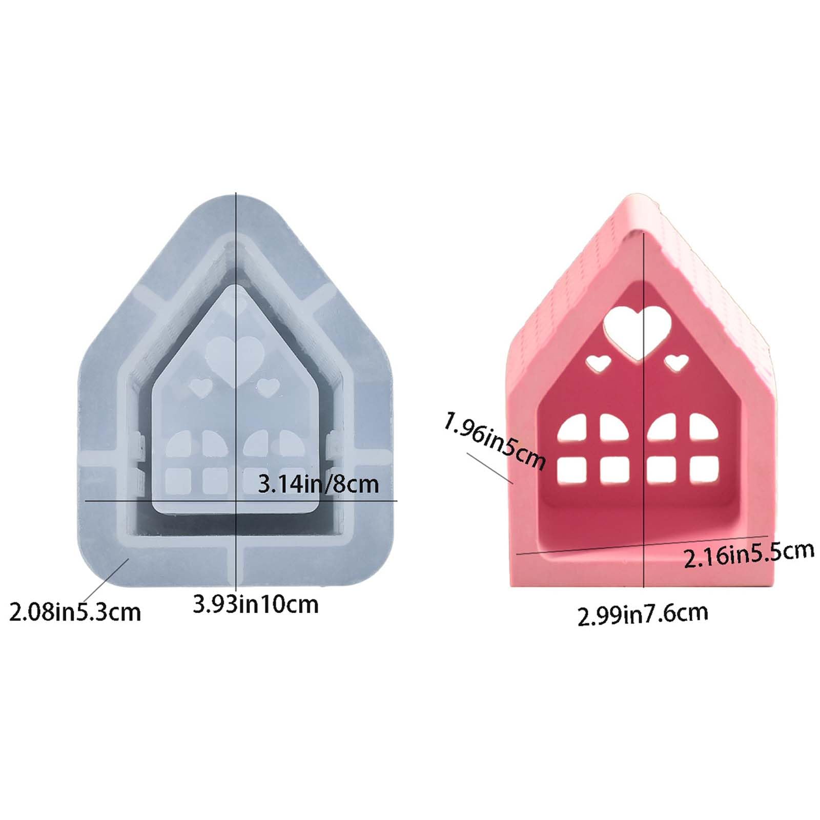 Stampi In Silicone A Forma Di Casa Per Candele, Sapone, Resina - 12,2x15,3 Cm - Stampo Per Gesso Fai Da Te, Riusabile, Sicuro Alimentare - 2