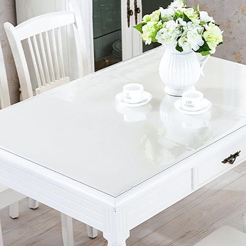 Miniatura 5 de XFKJYXGS Mantel transparente para mesa de comedor, mantel de PVC, transparente, fácil de limpiar, protector rectangular de PVC, fácil de limpiar