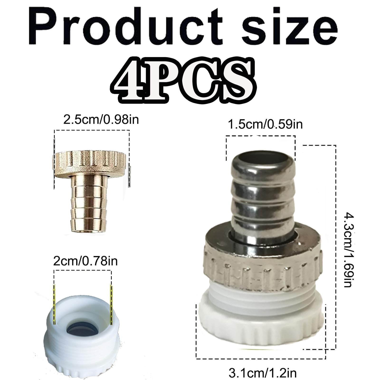 4x Gardena Hahnverbinder - 1/2" & 3/4" Adapter Set - Für Wasserhahn & Gartenschlauch