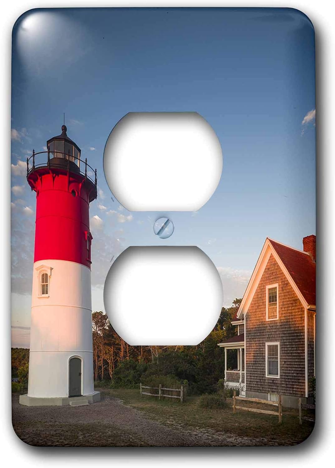 3dRose USA, Massachusetts, Cape Cod, Eastham, Nauset Lighthouse at dawn. 2 plug outlet cover