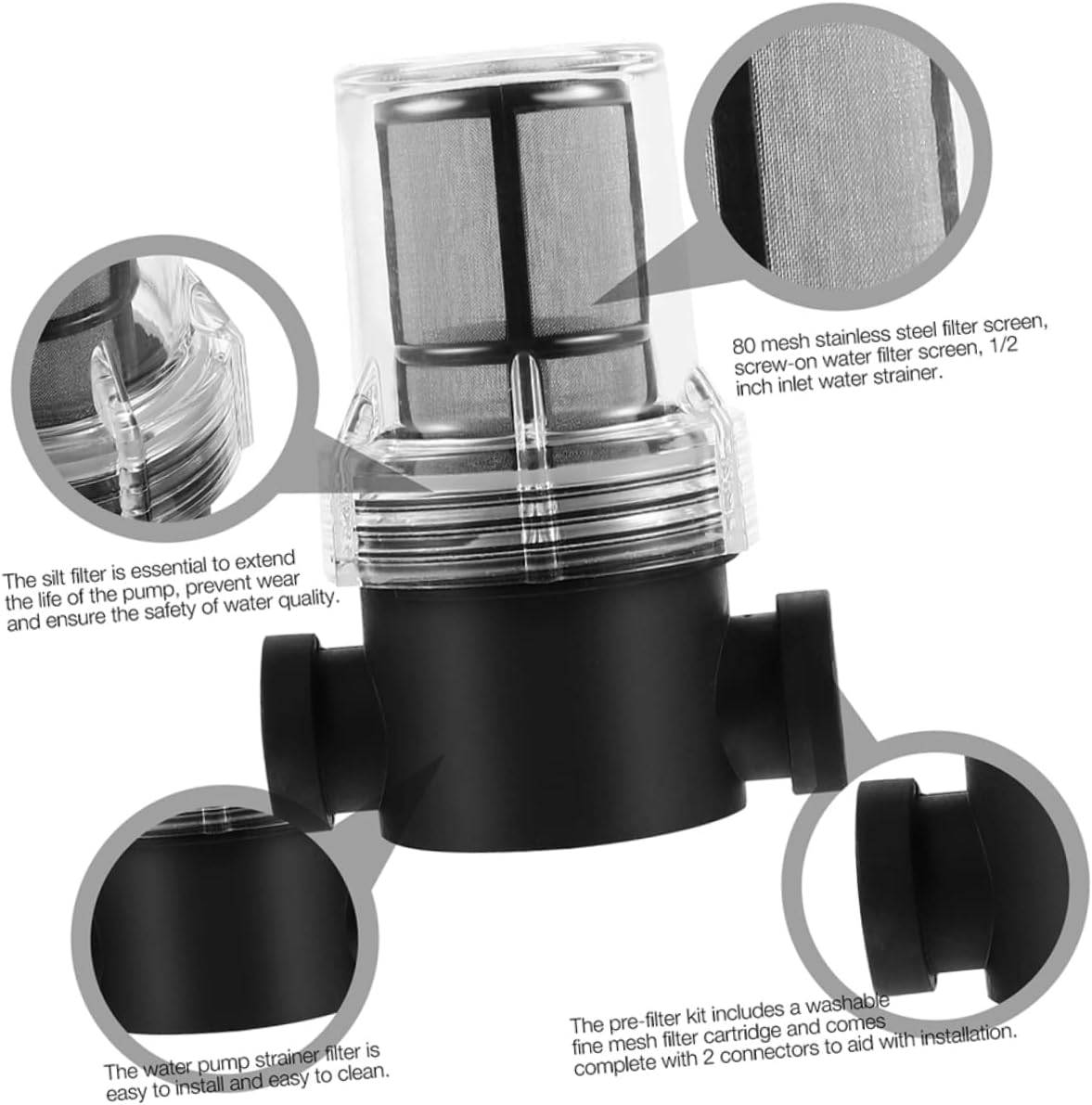 DOITOOL 1pc Inline Water Strainer with Mesh Filter Screen Easy to Install Hose Filter for Garden Hose and Pressure Washer Use High Efficiency Filtration