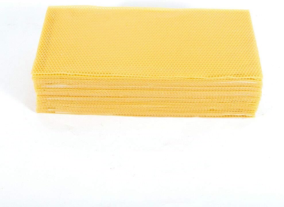 30 Pcs Beehive Wax Frame, Yellow Bee Hive Sheets Honeycomb Wax Coating Base Board, Beekeeping Foundation Equipment Beeswax Making DIY Candle Maker