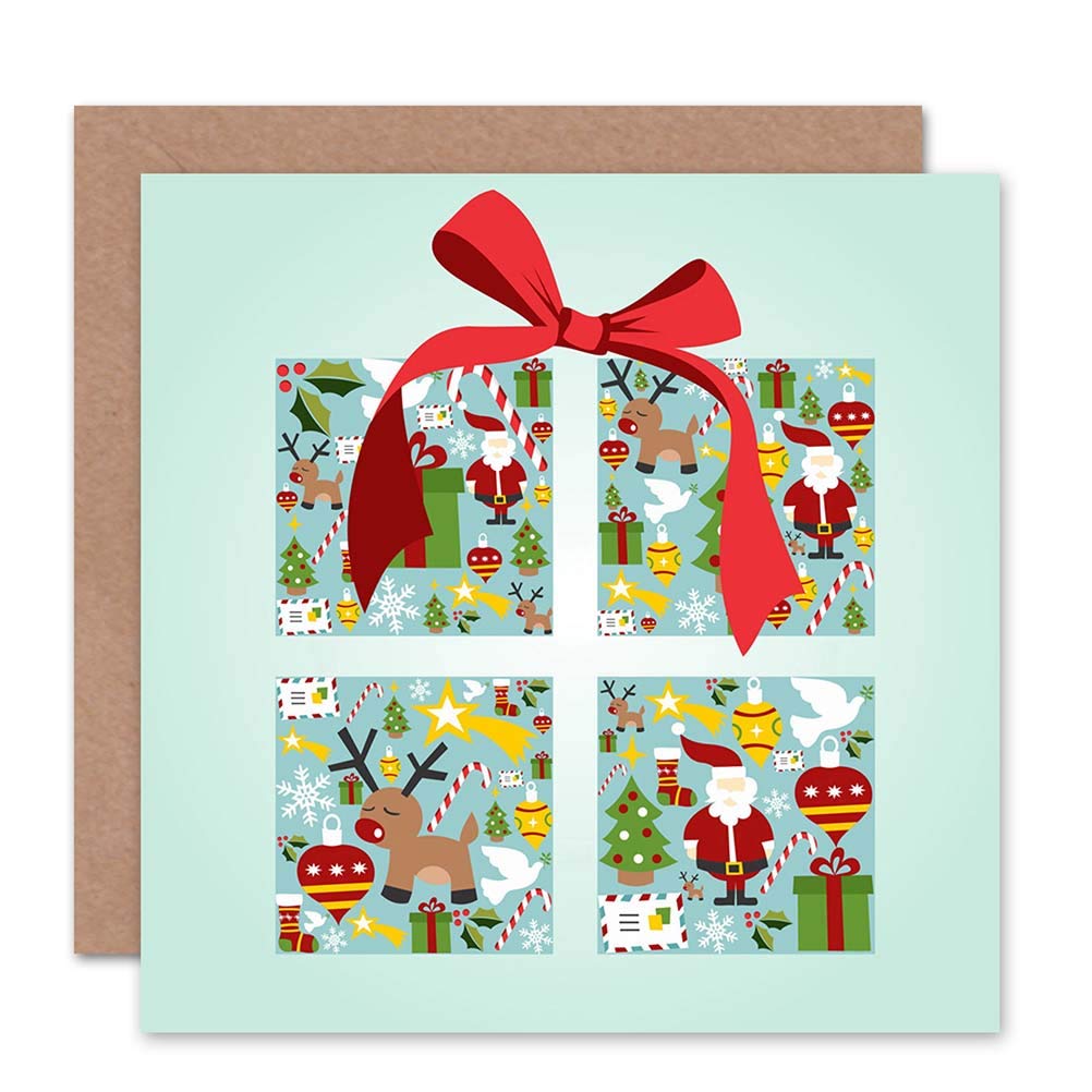 Artery8 - Greeting Card - Santa Decorations Present Christmas Card