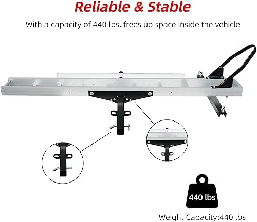 Miniatura 3 de Portabicicletas de aluminio con rampa de carga 2 pulgadas de enganche de receptor montado para motocicleta motocross scooter remolque de montaje