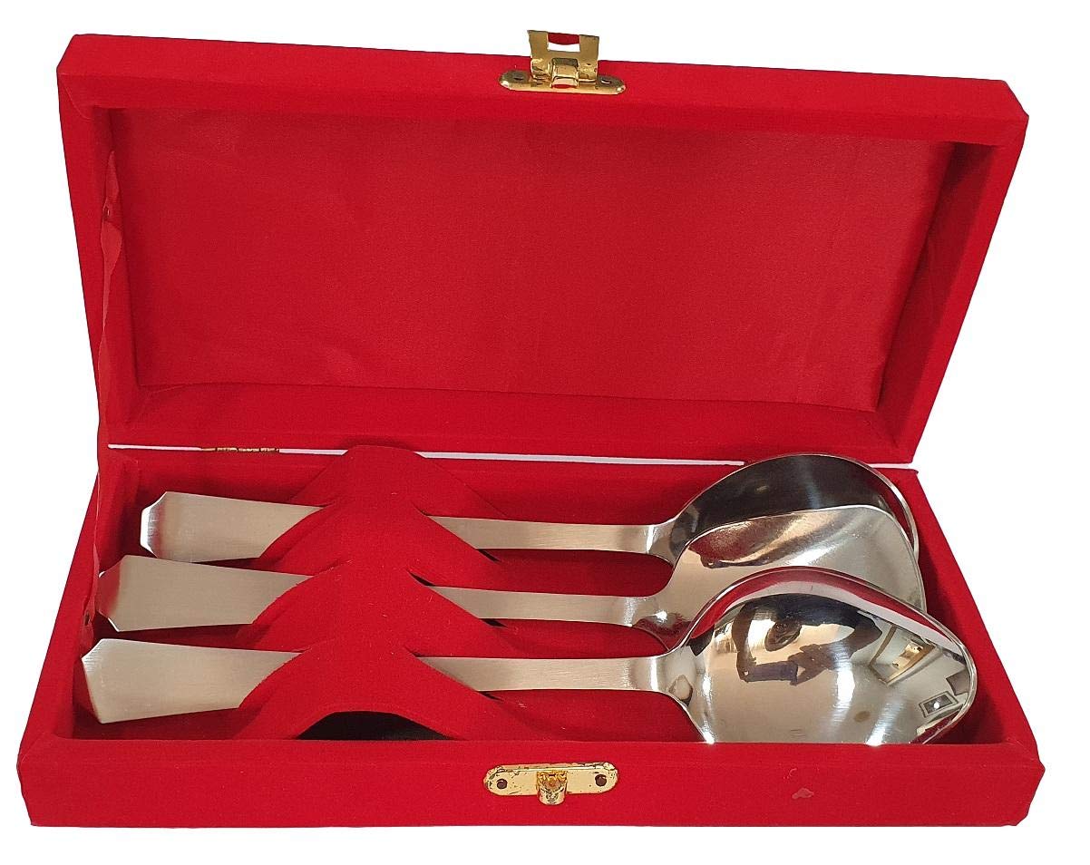 Deep Cutlery 3 Pcs. Mini Serving Spoon Set in Velvet Box, 14 Gauge