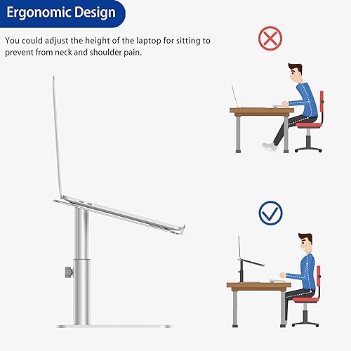 Miniatura 8 de BESIGN LSX6N - Soporte elevador ergonómico ajustable para laptop, soporte para computadora compatible con Air, Pro, Dell, HP, Lenovo More 10-15.6",