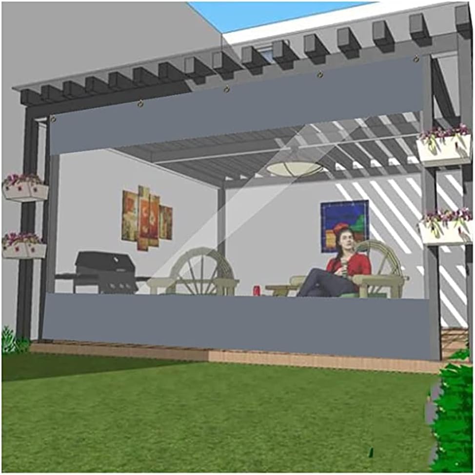 Cortina De Lona Transparente Al Aire Libre, Con Cortinas De División De Balcón De Pérgola Con Ojales Paneles Laterales De Pérgola De Jardín Paneles De PVC De 0,5 Mm, Personalizable ( Color : Clear+gre