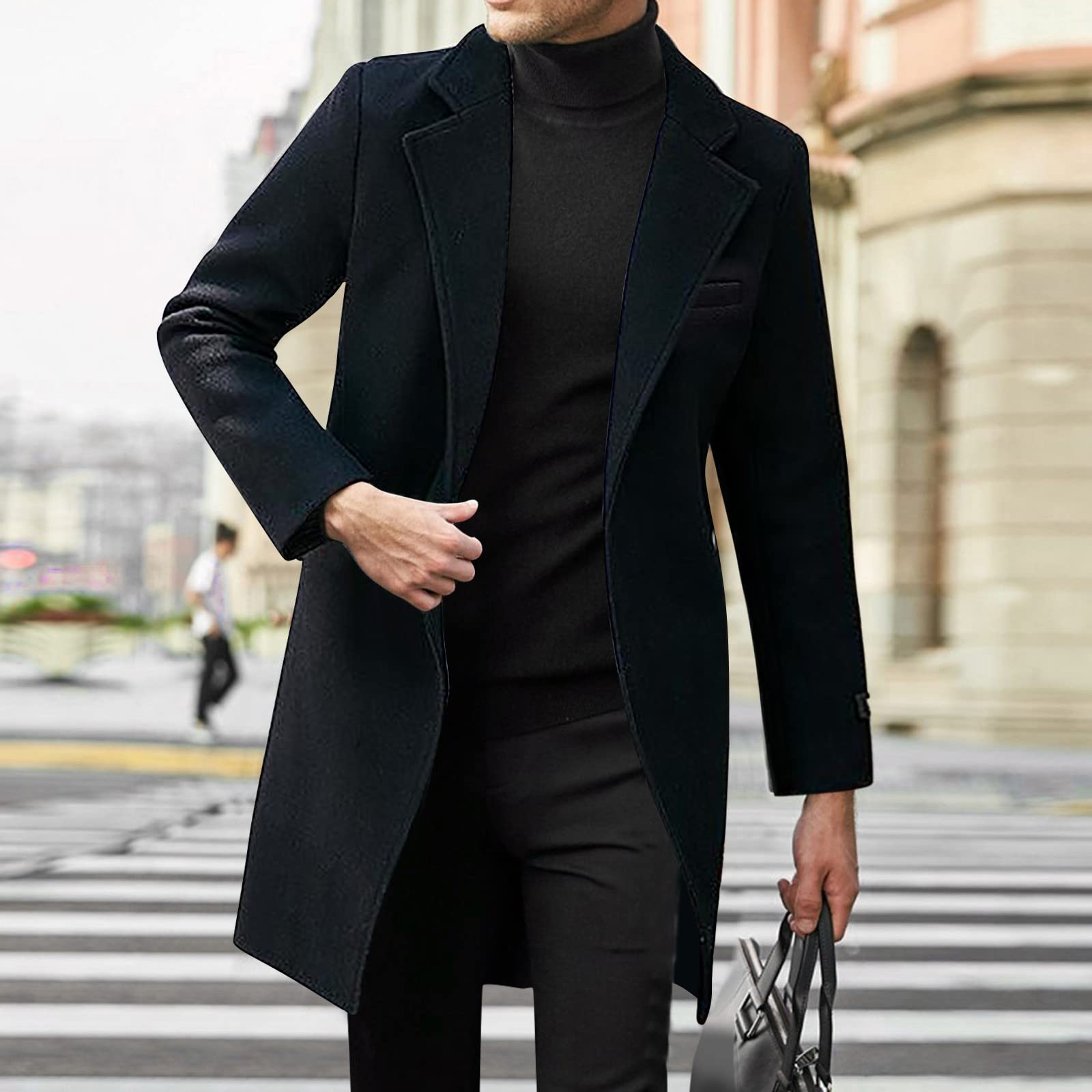 Fulidngzg Cappotto Uomo Invernale Lungo In Lana Cotone Con Colletto E Bottoni Giacca Primaverile Elegante Vento Caldo Trench Casual Leggero Mezza Stagione Per Lavoro