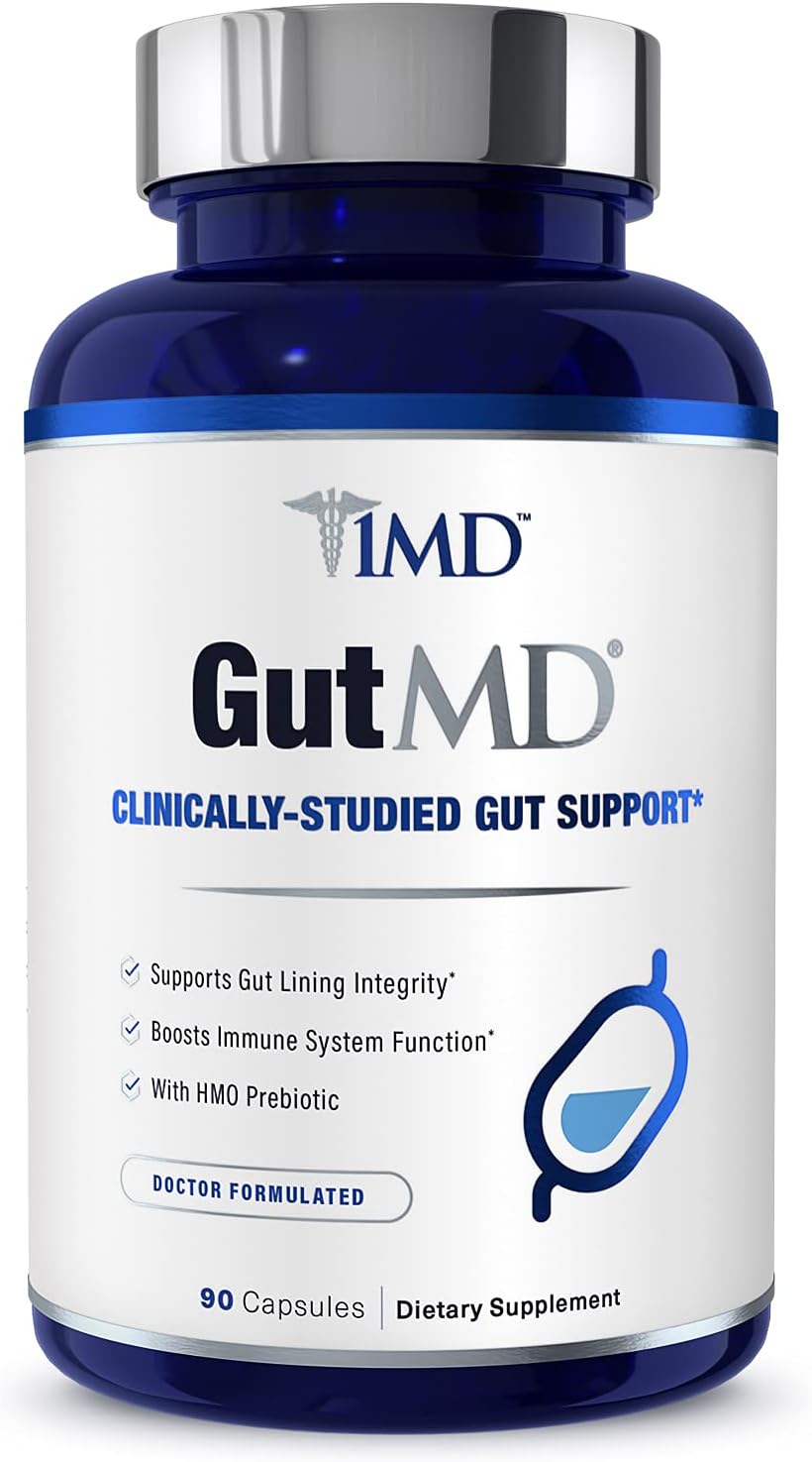 1MD GutMD - L-Glutamine and Prebiotic for Gut Integrity | Promote Digestive Tract Health | 90 Capsules : Health & Household