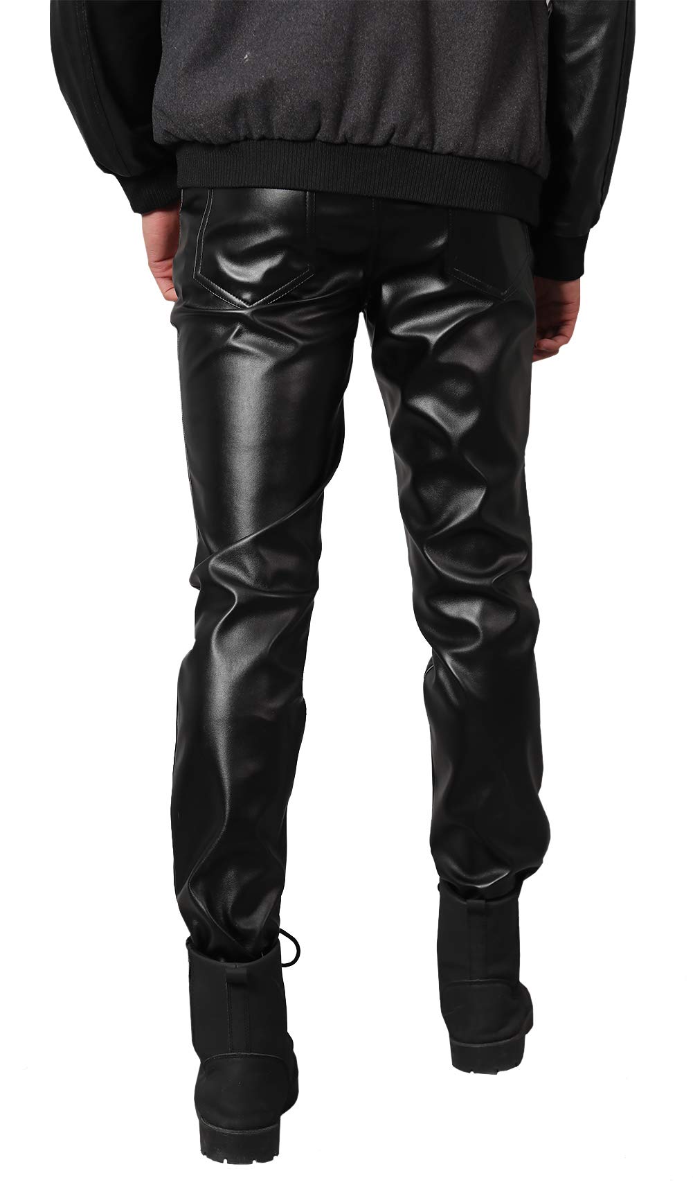 Panegy Herren Kunstleder Hosen Slim Fit Lange Hosen Stretch Enge Bleistift Hose für Nachtclub Bühnenshow Kostüm Cosplay