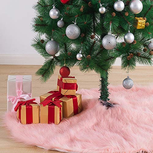 Pink-Christmas-Tree-Skirt-36-Inches-Long-Luxury-Cozy-Faux-Fur-Xmas-Tree-Skirt-Elegant-Decor-1-PC Pink Christmas Tree Skirt 36 Inches Long Luxury Cozy Faux Fur Xmas Tree Skirt Elegant Decor 1 PC