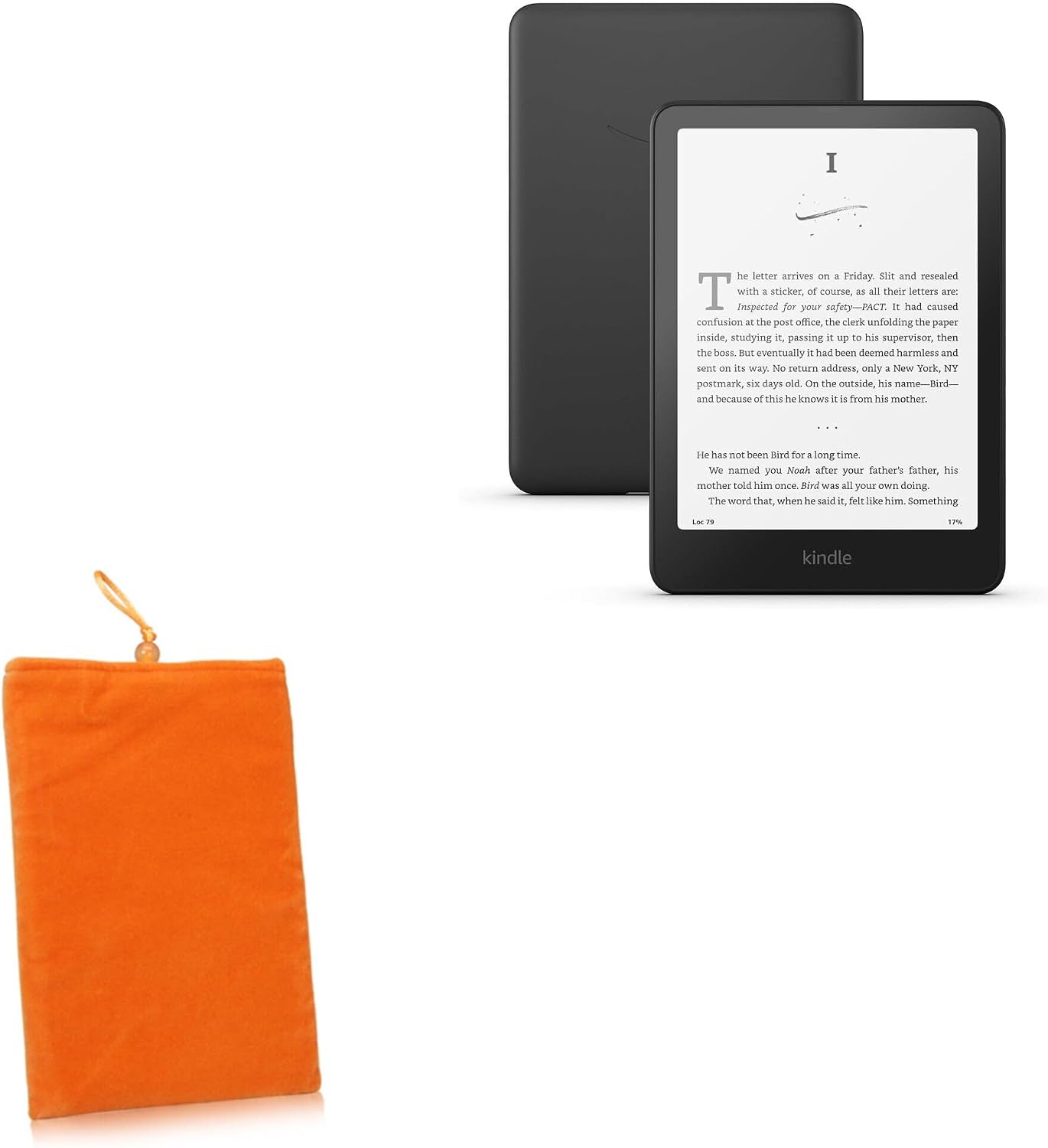 BoxWave Case Compatible with Amazon Kindle (11th Gen 2024) - Velvet Pouch, Soft Velour Fabric Bag Sleeve with Drawstring - Bold Orange
