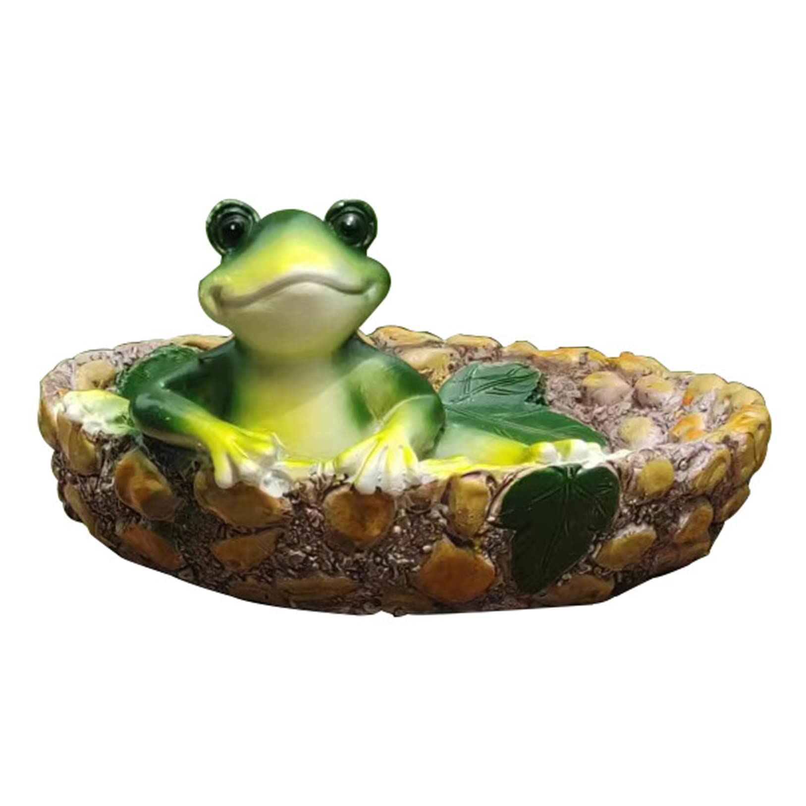 Tsawntd Bird Bath Resin Frog Decorative Bird Bath Bowl 5.3 Inch Water Feeder Pool Garden Frog Ornament Outdoor Yard Decorations Ornament Water Feeder Garden Ornaments