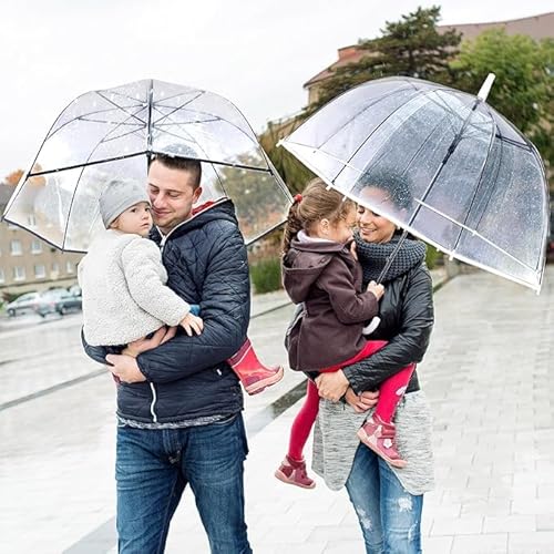 Clear Bubble Umbrella,Large Rainproof Canopy,Clear Umbrellas for Rain Adult,Umbrellas for Rain,Perfect for Weddings, Graduation and Outdoor Events - Automatic Open(Clear-White) - Image 2