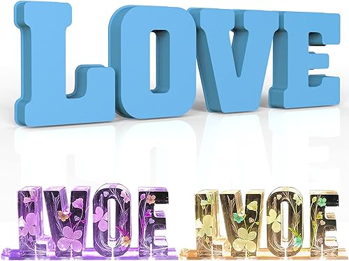 Molde de resina, moldes de silicona 3D de letra grande LOVE para fundición de resina epoxi, moldes del alfabeto de silicona para resina para arte,