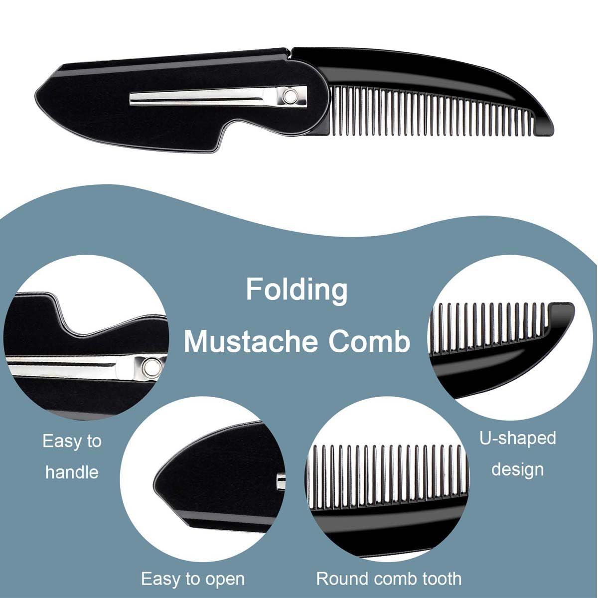 Confezione da 2 pettini per barba pieghevoli per uomo pettine per baffi pettine piccolo tascabile pettine per baffi pettine per capelli portatile per styling uomo pettini per barba e baffi