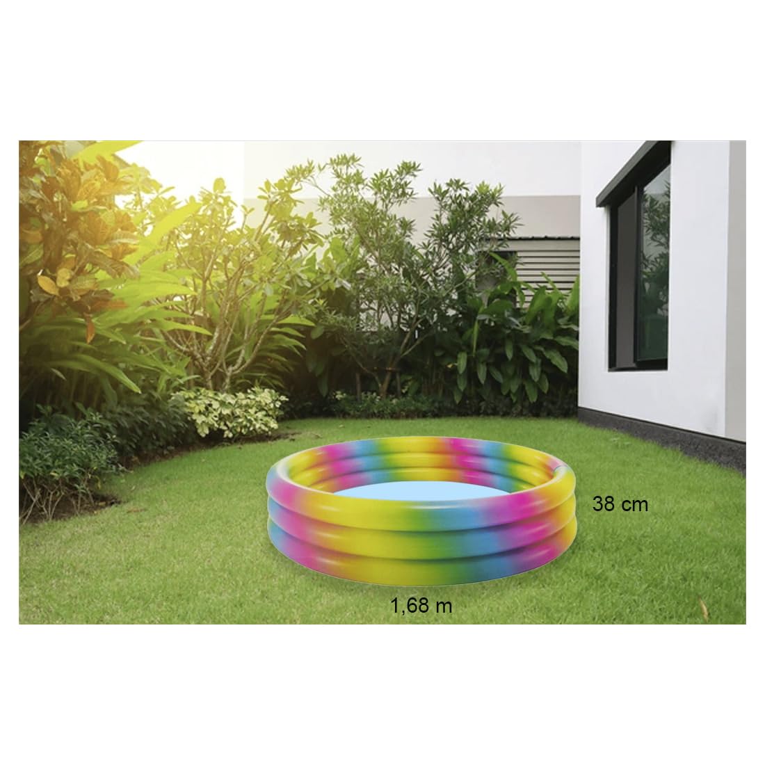 Piscina Hinchable (168x38cm) Infantil y Adultos, Piscinas para Niños Bebés y Adultos, Jardín Exterior o Interior, Fabricado en Vinilo Resistente, (168x38cm.M)