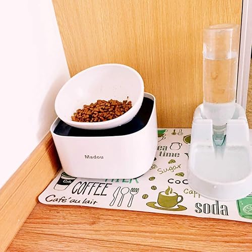 Miniatura 4 de Albolet - Cuenco para alimentos con contenedores de almacenamiento de alimentos, cuenco elevado para perro y gato, antideslizante, inclinado para