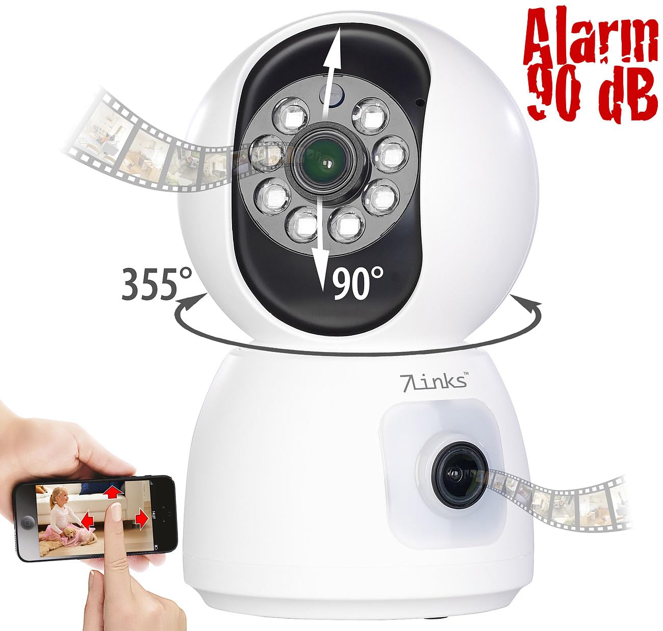 7links Haustierkamera: Dual-Linsen-WLAN-Kamera, je Full HD, Farb-Nachtsicht, Tracking, Sirene (Überwachungskamera WLAN, WiFi Camera, IP)