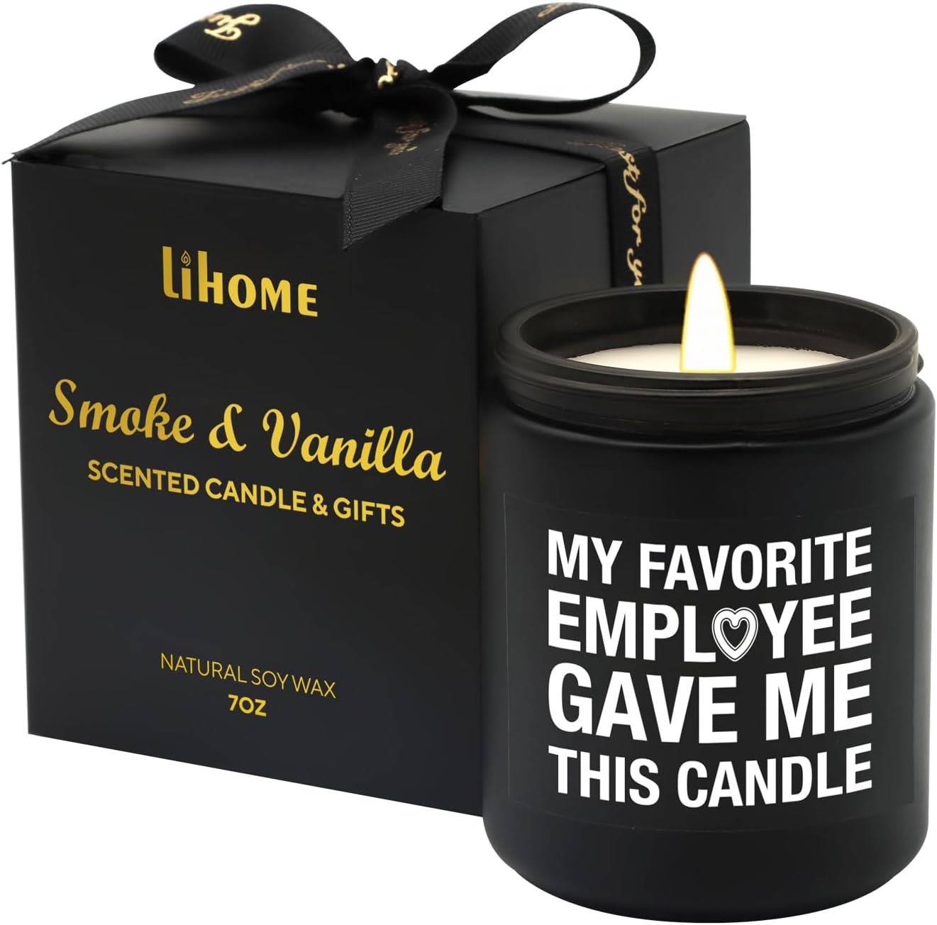 Lihome Boss Gifts for Men - Funny Boss Day Gifts, Employee, Coworker, Office Humor Smoke Vanilla Scented Candle (7oz)