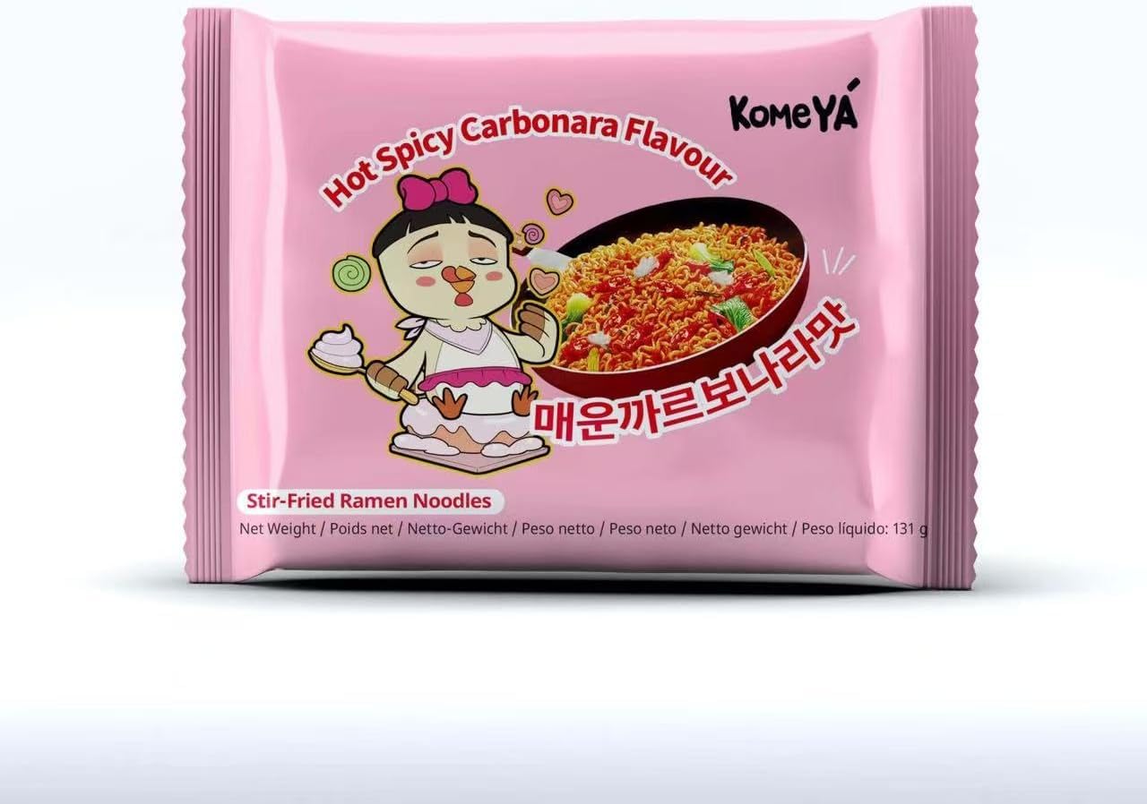 Komeya | Pack 10 de Mezclados Fideos ramen salteados coreanos - Hot Chicken Ramen Picante Buldak y Carbonara 131g