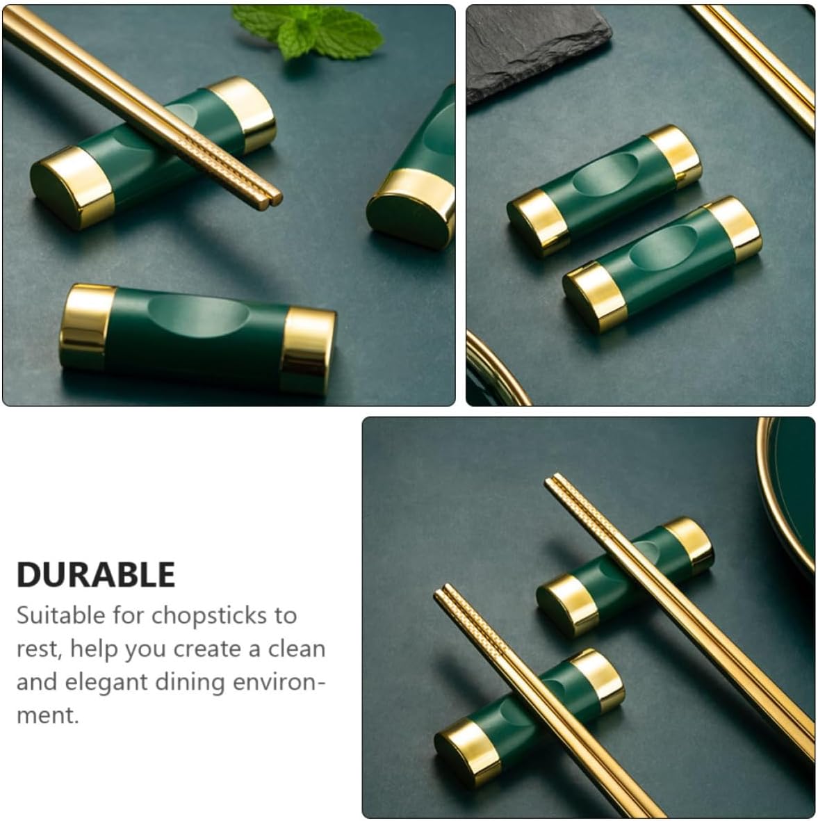 4pcs Green Chopstick Rest Rack for Restaurant Service, Compact Storage