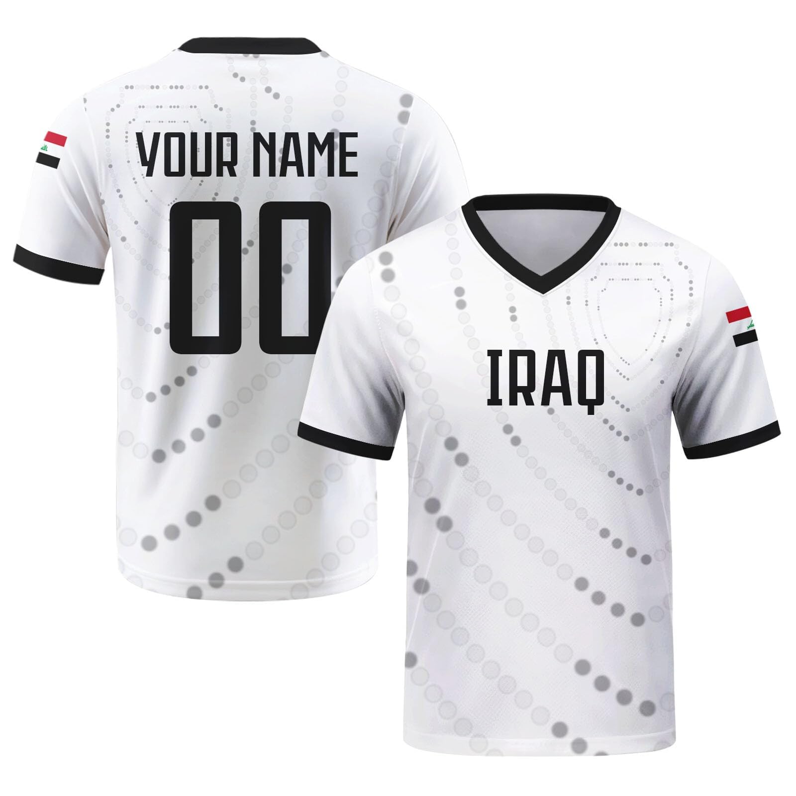 Custom Shirt Iraq Soccer Cup Football T-Shirt Personalized Name Number Design Flag Sports Jerseys Gifts for Kids Youth Adult