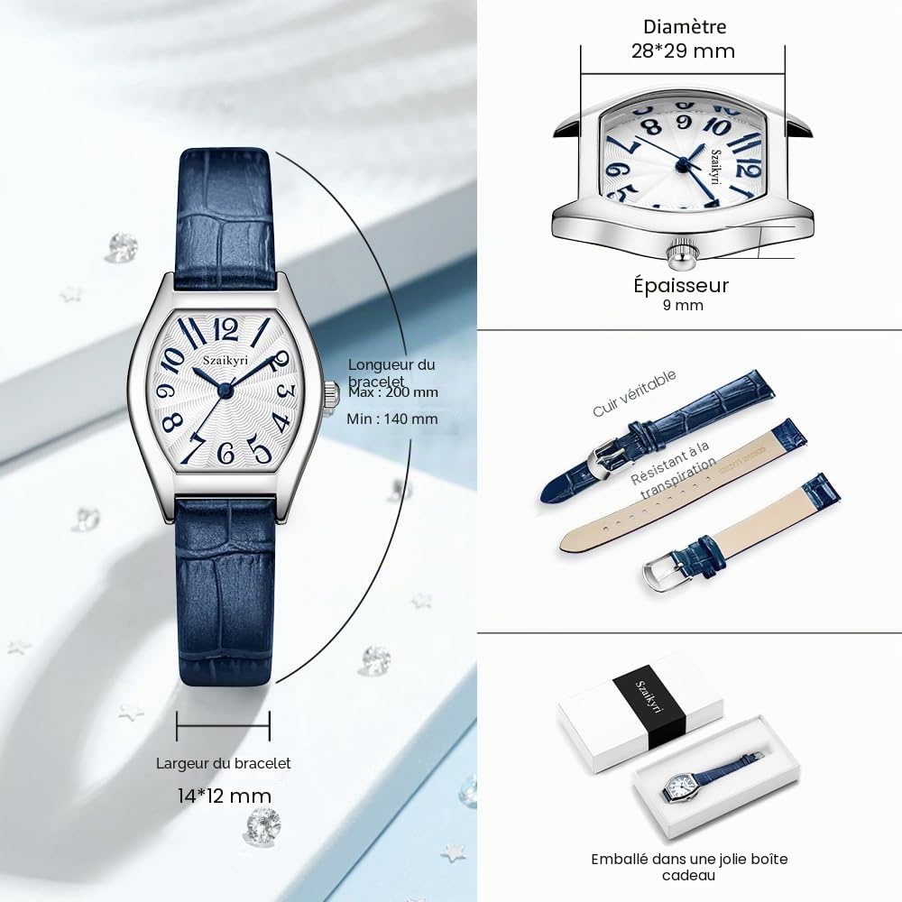 Szaikyri Classique Rectangulaire Montre Femmes avec Chiffres Arabes Faciles à Lire Montre de Dame de Tenue