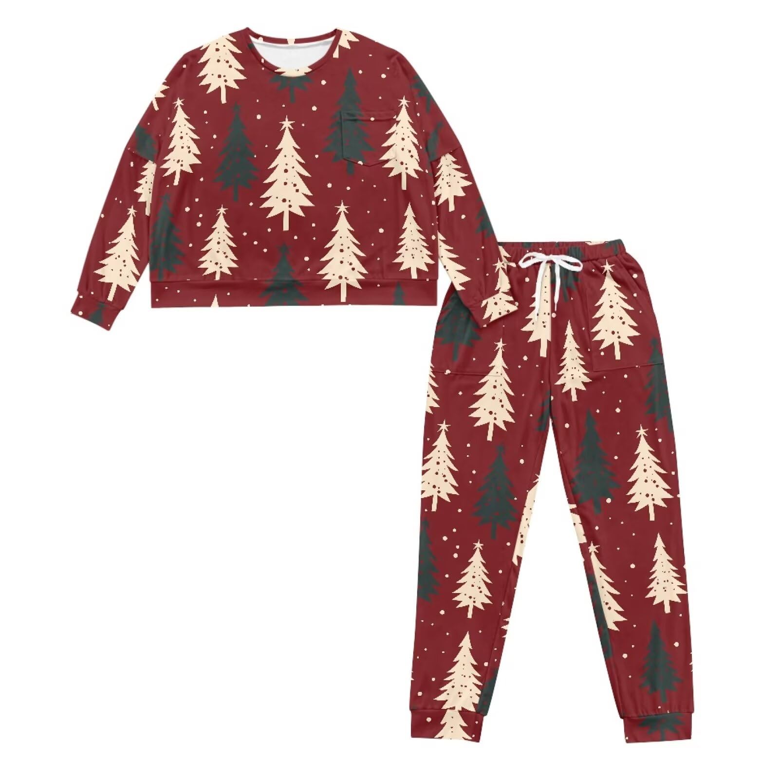 Conjunto de pijama para mujer, con cordón, camisa de manga larga y pantalones largos, suave, con bolsillos, tallas S-XXL