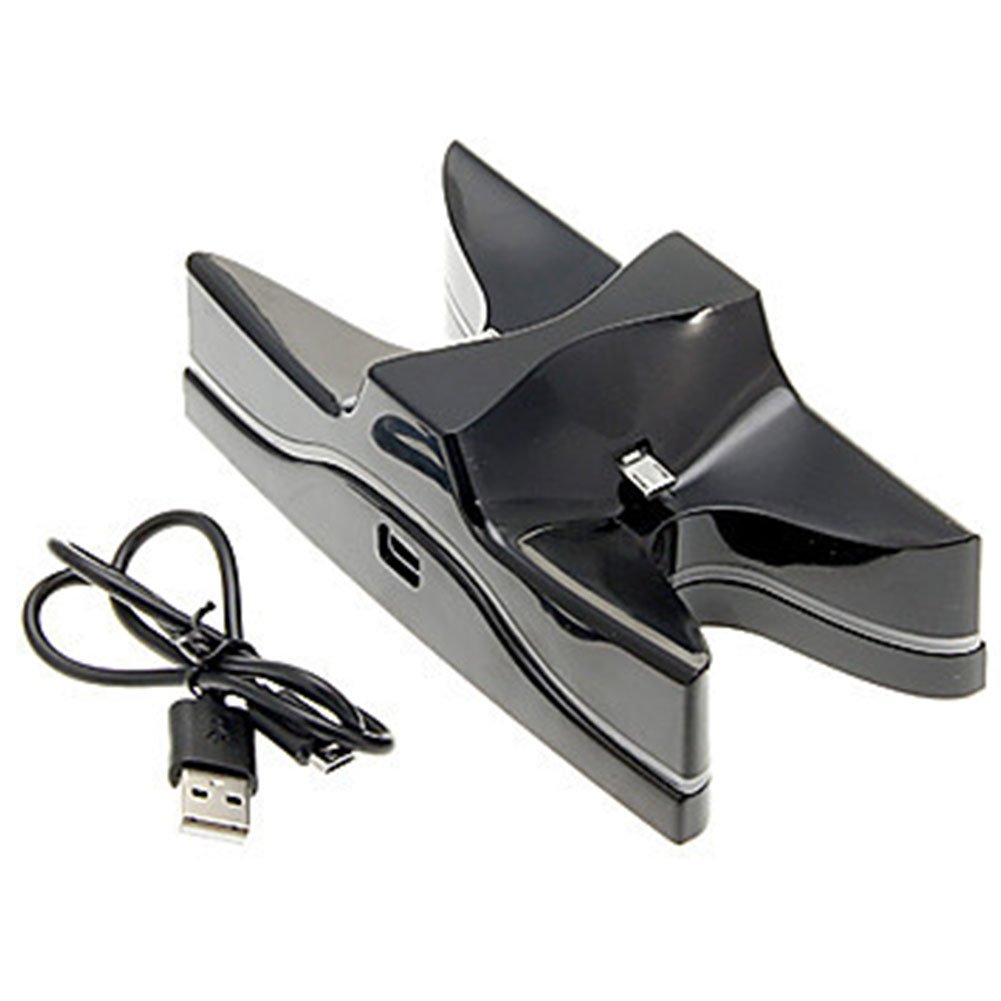 Hi-mall Dual Charger Ports Charging Station with Blue LED for PS4 Playstation 4 DS4 DualShock 4 Controllers Charger