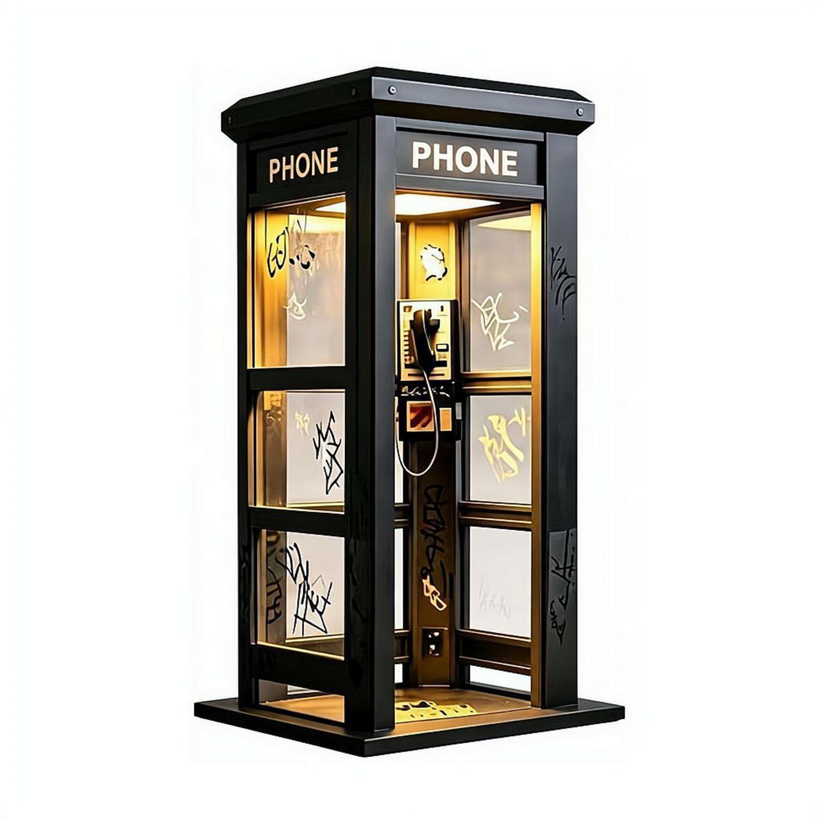 Vintage Phone Booth Ambient Lamp, Retro British Telephone Booth Night Light, Warm LED Desk Lamp for Bedroom Bookshelf Office Home Décor, Unique Urban Street Art Ornament