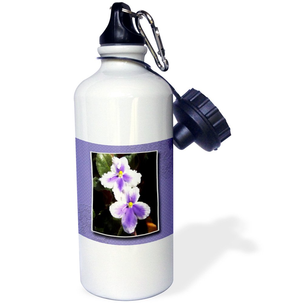 3dRose Violet Flowers-Sports Water Bottle 21oz 21 oz Multicolor