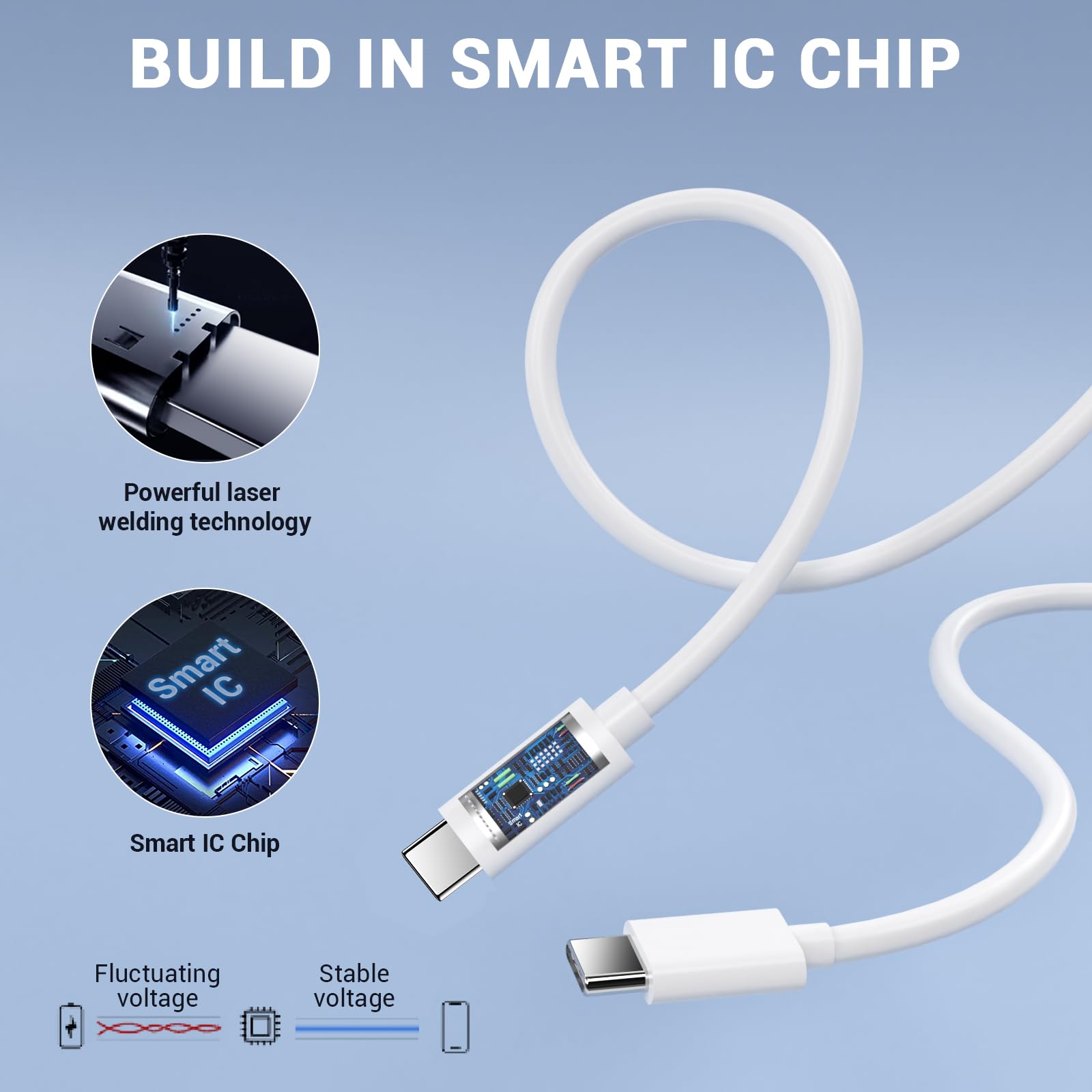 Quntis Cavo USB C a USB C 3Pezzi 1M Cavi USB C Tipo C PD 60W Cavetto USB C Type-C Filo USB C Carica Rapida per iPhone 15 16 Pro Max Plus/Samsung Galaxy/iPad Pro/Macbook/Google Pixel/Vivo/Huawei/Xiaomi