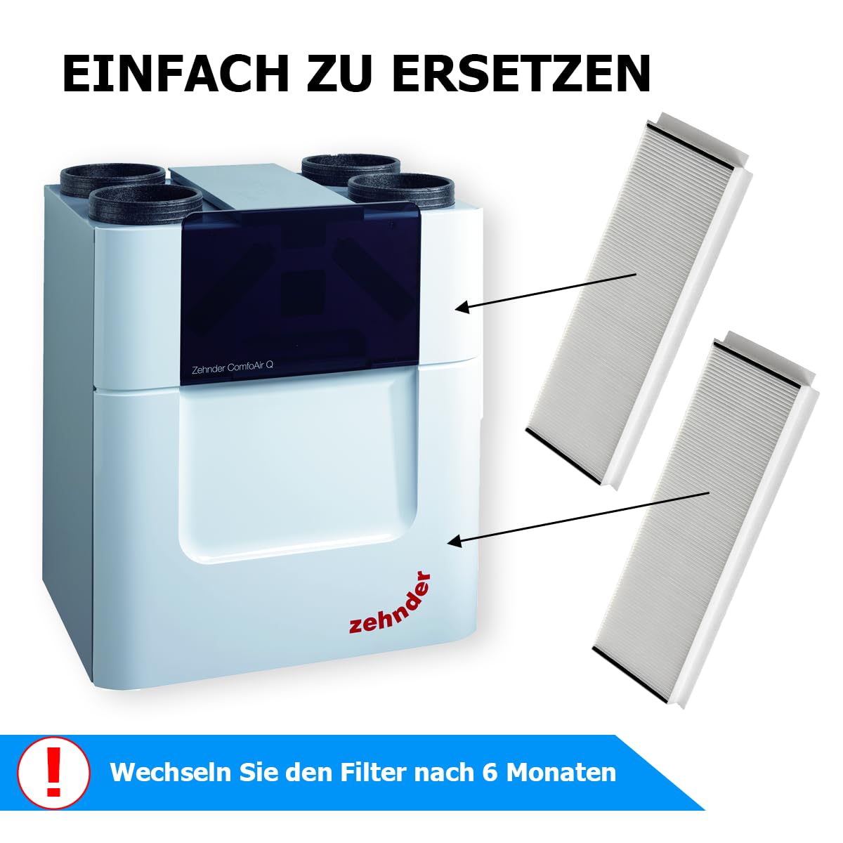 Tops Filter Für Zehnder ComfoAir Q350/450/600 | 4x G4 Filter | Ersetzt Original Zehnder 400502012