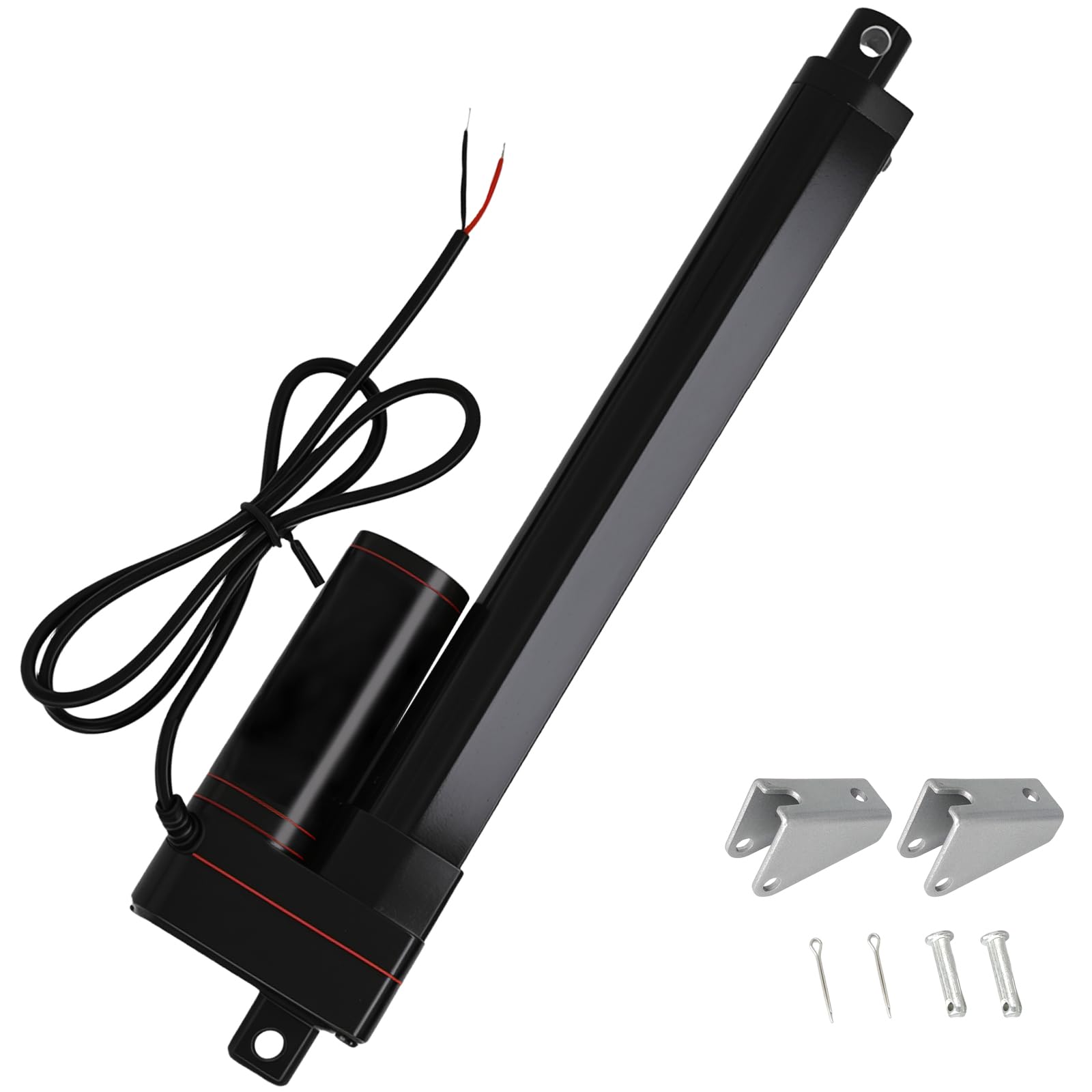 JQDML Actionneur linéaire 1500 N 1500 N 12 V 20,3 cm Vitesse de course 1 cm/sec IP65 Étanche Moteur linéaire électrique avec supports de montage pour ouvre-fenêtre, suivi solaire, système de levage