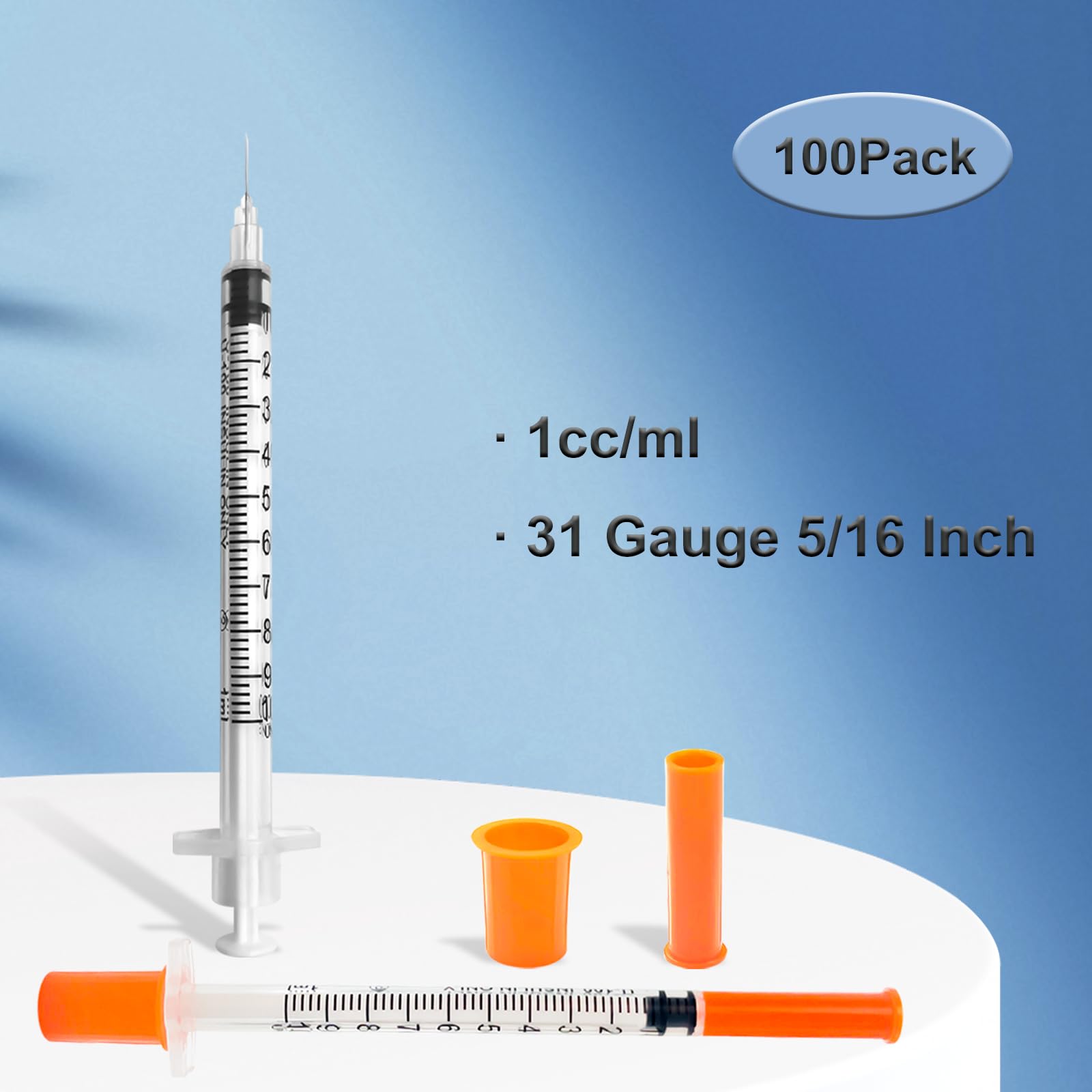 Siringhe da laboratorio da 1 ml, 31 g, 8 mm, confezionate singolarmente, confezione da 100