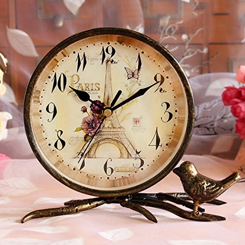 Home Sweet Home Europeo Pastoral Estilo Rustical Hierro Mesa Oficina Reloj Home Decor - Copper-Eiffel Tower Cover