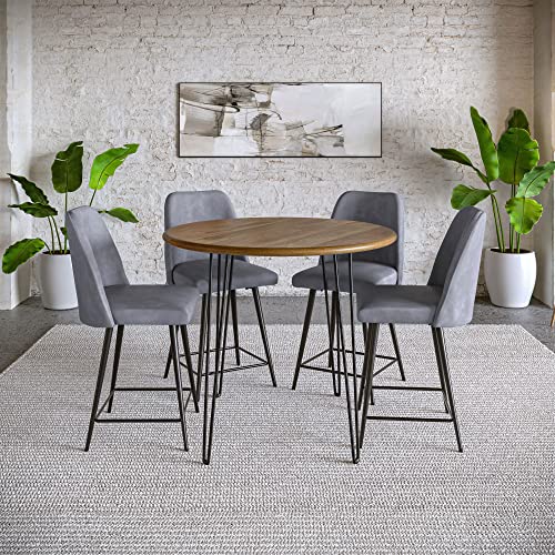 Jofran Inc Butaco Tapizado en Cuero Sintético Gris Altura de Mostrador Set de 2 Estilo Moderno miniatura 2
