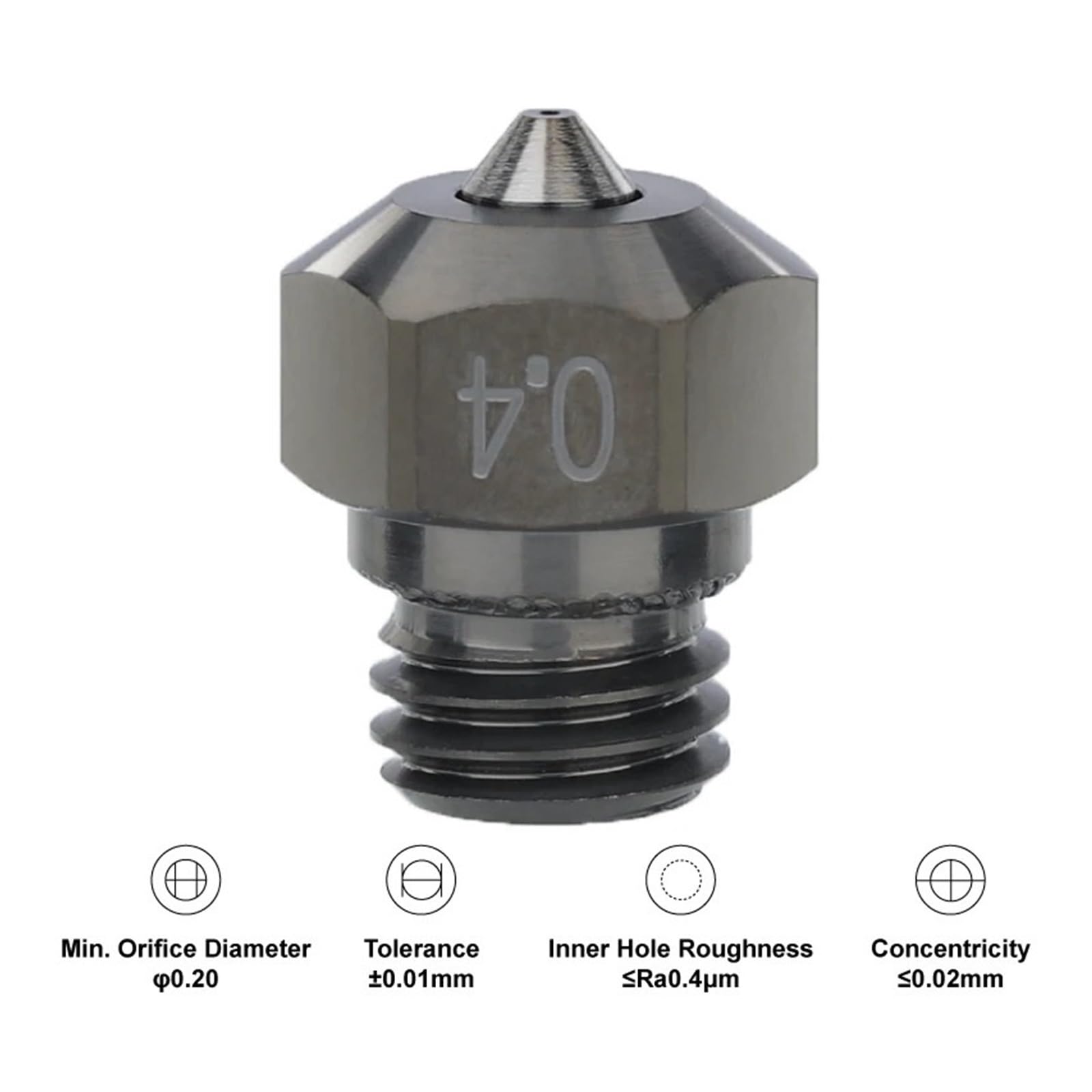 Boquilla MK10 Carburo Tungsteno Compatible con Flashforge Creator Pro X | Material resistente al desgaste, uso a altas temperaturas, extrusión precisa, accesorio hotend(0.4mm)