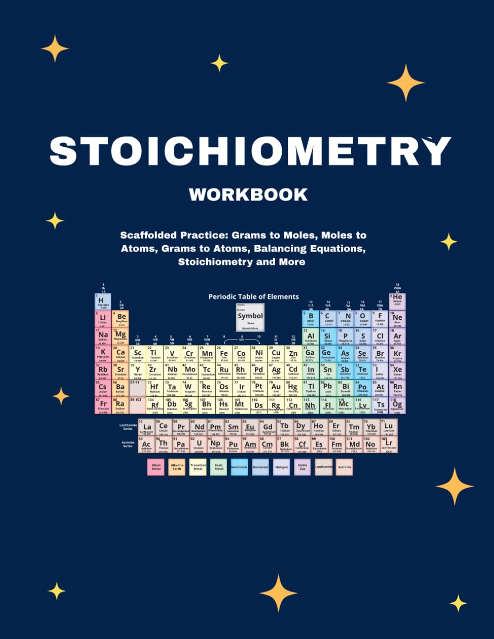 Stoichiometry Practice Workbook for High School Chemistry: Scaffolded, Semi-Guided Mole Calculations with Step-by-Step Support, and Worked Examples (Color Version)
