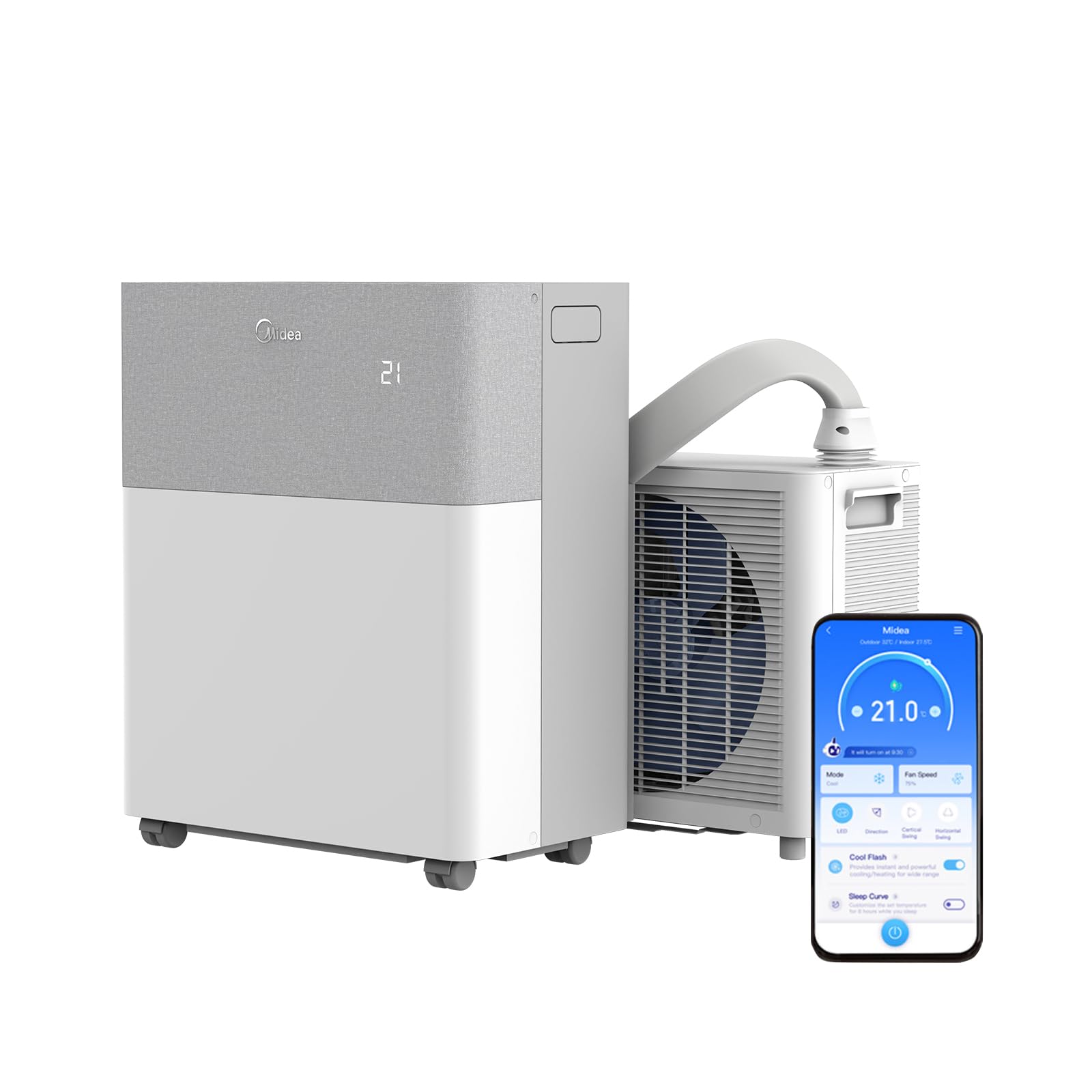 Midea 4-In-1 Portasplit Split-System Air Conditioner With Heat Pump - 12000Btu, 3.5Kw, Only 39Db(A) In Silent Mode, Cooling A++/Heating A+, Cooling & Heating & Dehumidifying & Fan, Smart Wifi Control, Easy Set-Up [Energy Class A++]