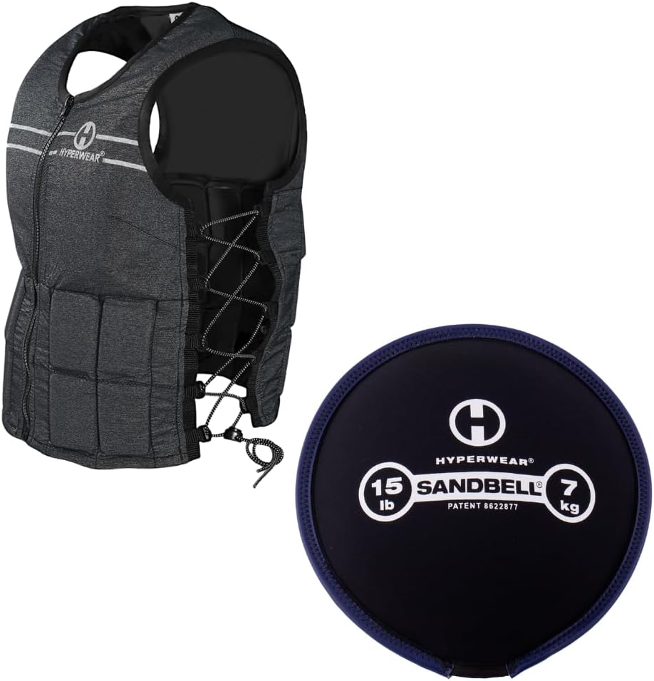 Hyperwear Adjustable 10 lbs Womens Weight Vest Full Zip SandBell 15 lbs Free Weight soft sand neoprene